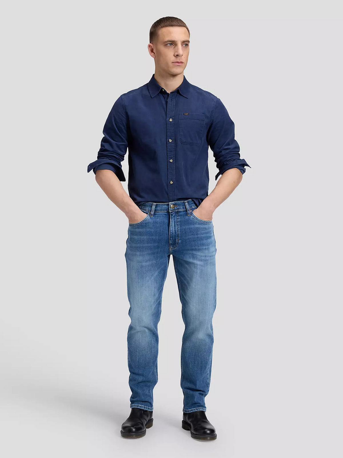 Lee David Regular Tapered Jeans- Blå