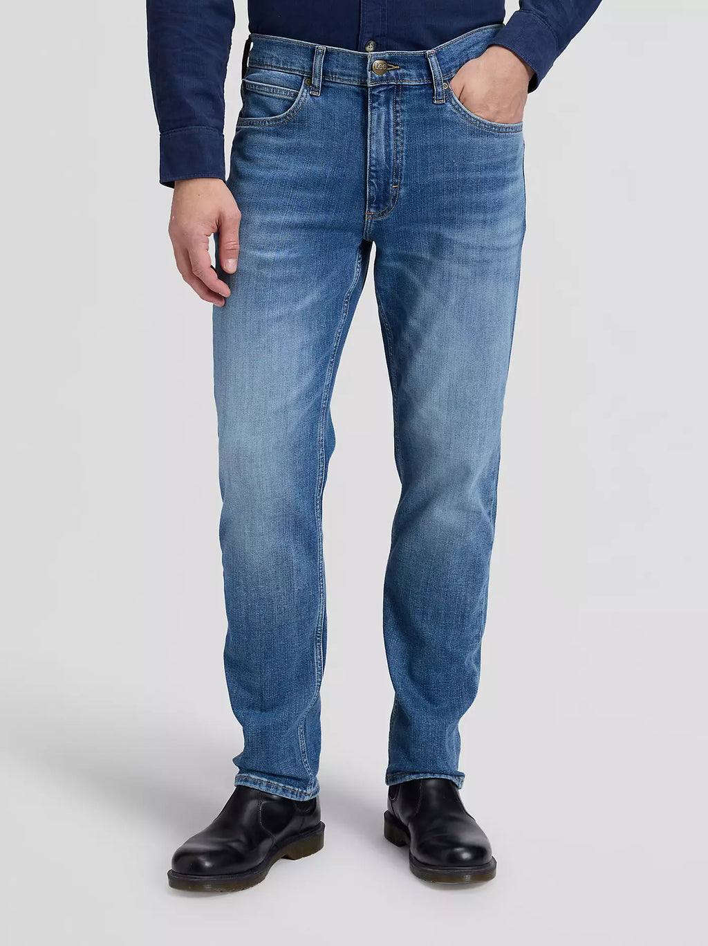 Lee David Regular Tapered Jeans- Blå