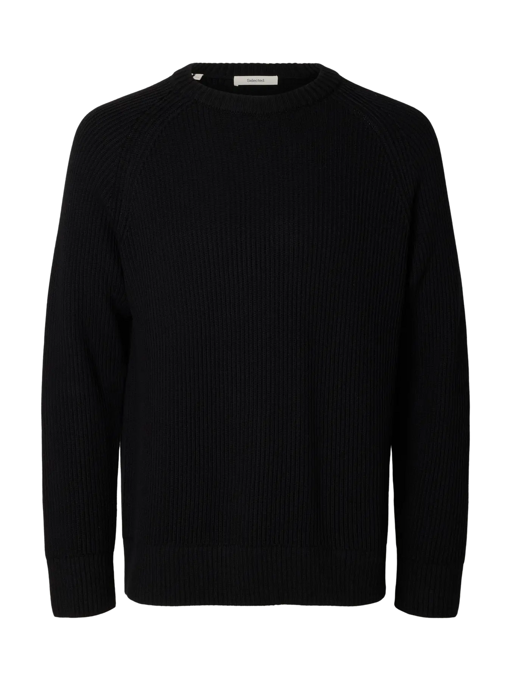 Selected Braun Relaxed Knit Crew - Black