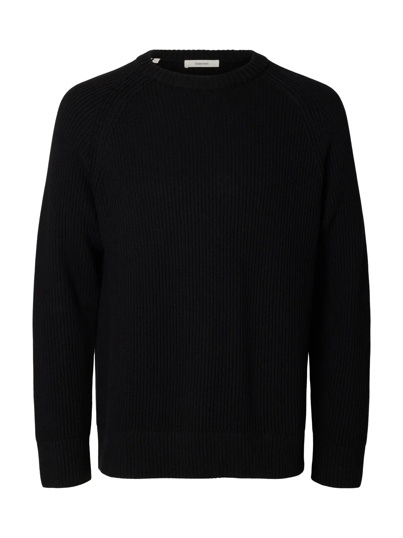 Selected Braun Relaxed Knit Crew - Black