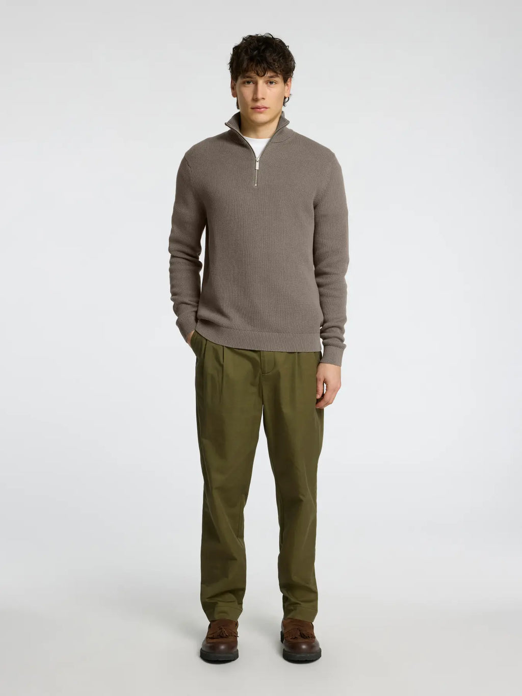 Selected Dane Knit Half Zip - Brun
