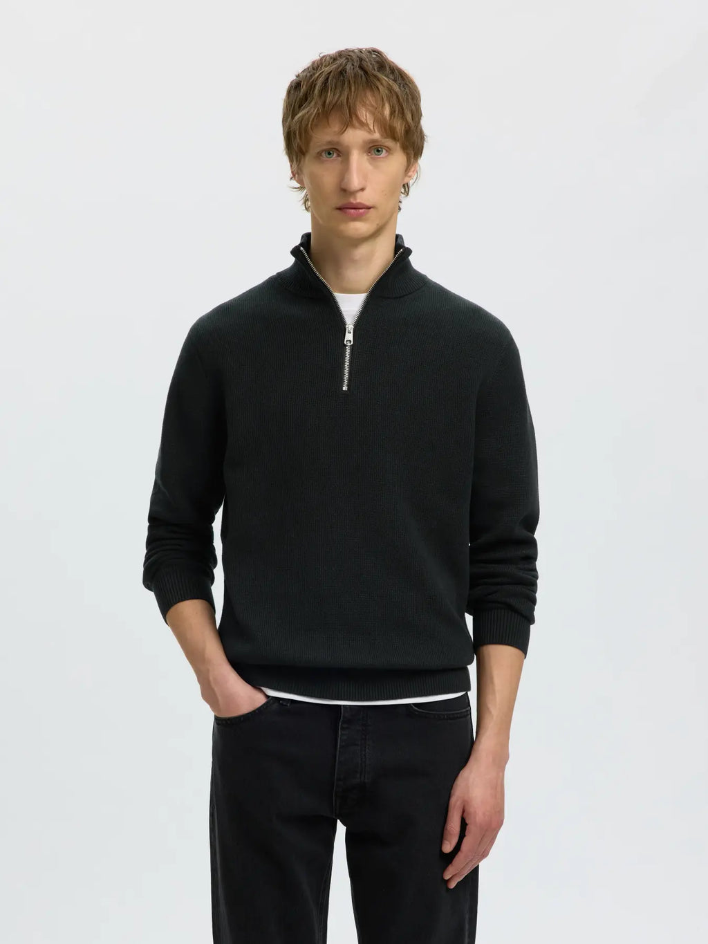 Selected Dane Half Zip - Svart