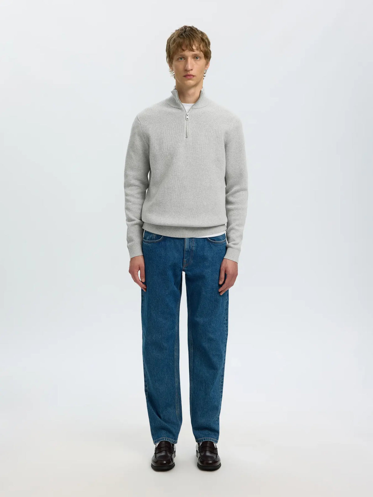 Selected Dane Half Zip - Ljusgrå
