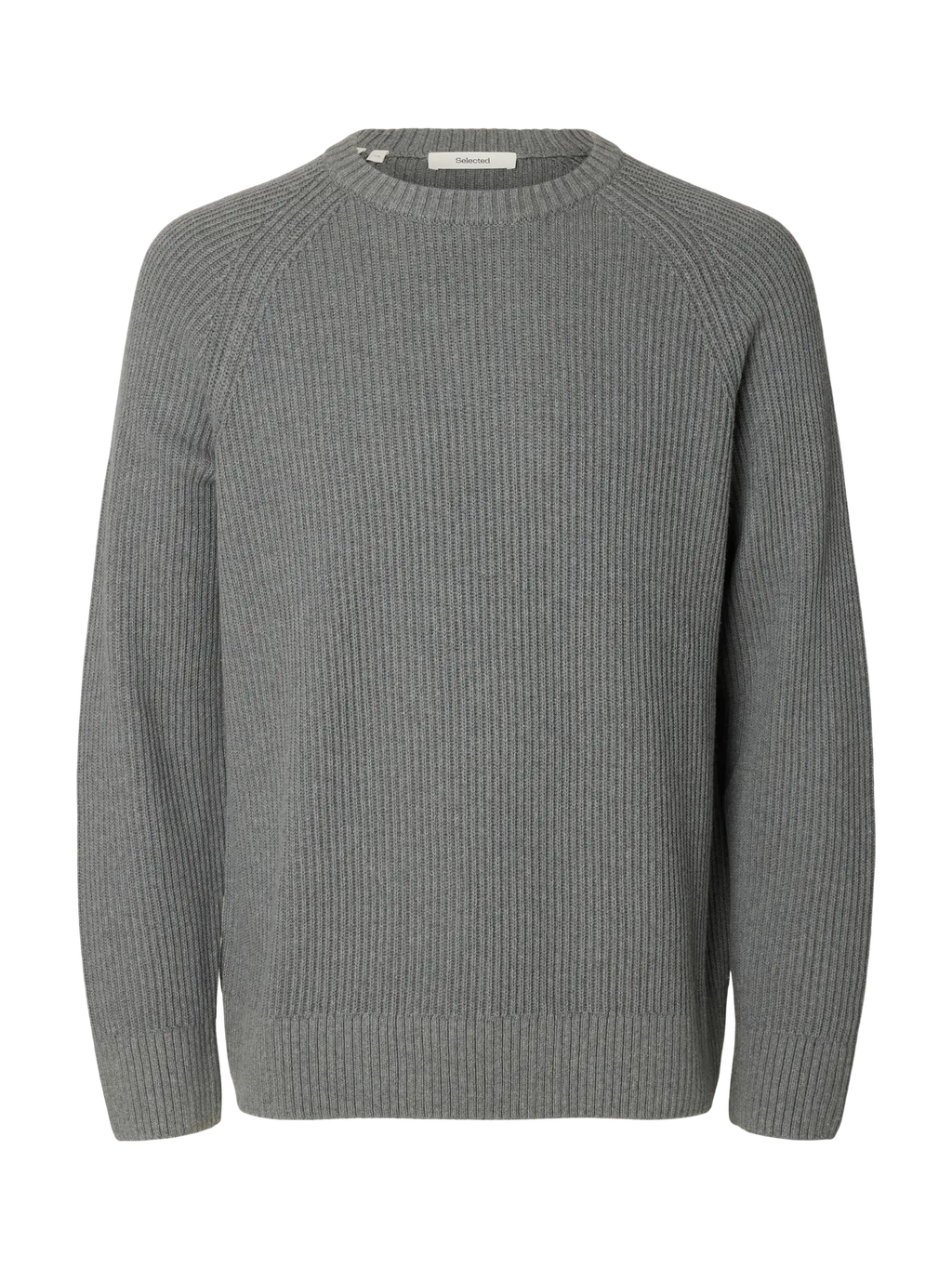 Selected Braun Relaxed Knit Crew - Grey Melange