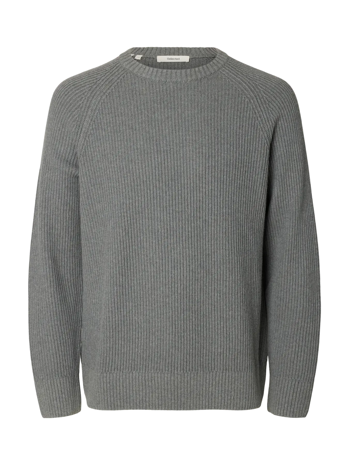 Selected Braun Relaxed Knit Crew - Grey Melange