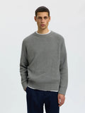 Selected Braun Relaxed Knit Crew - Grey Melange