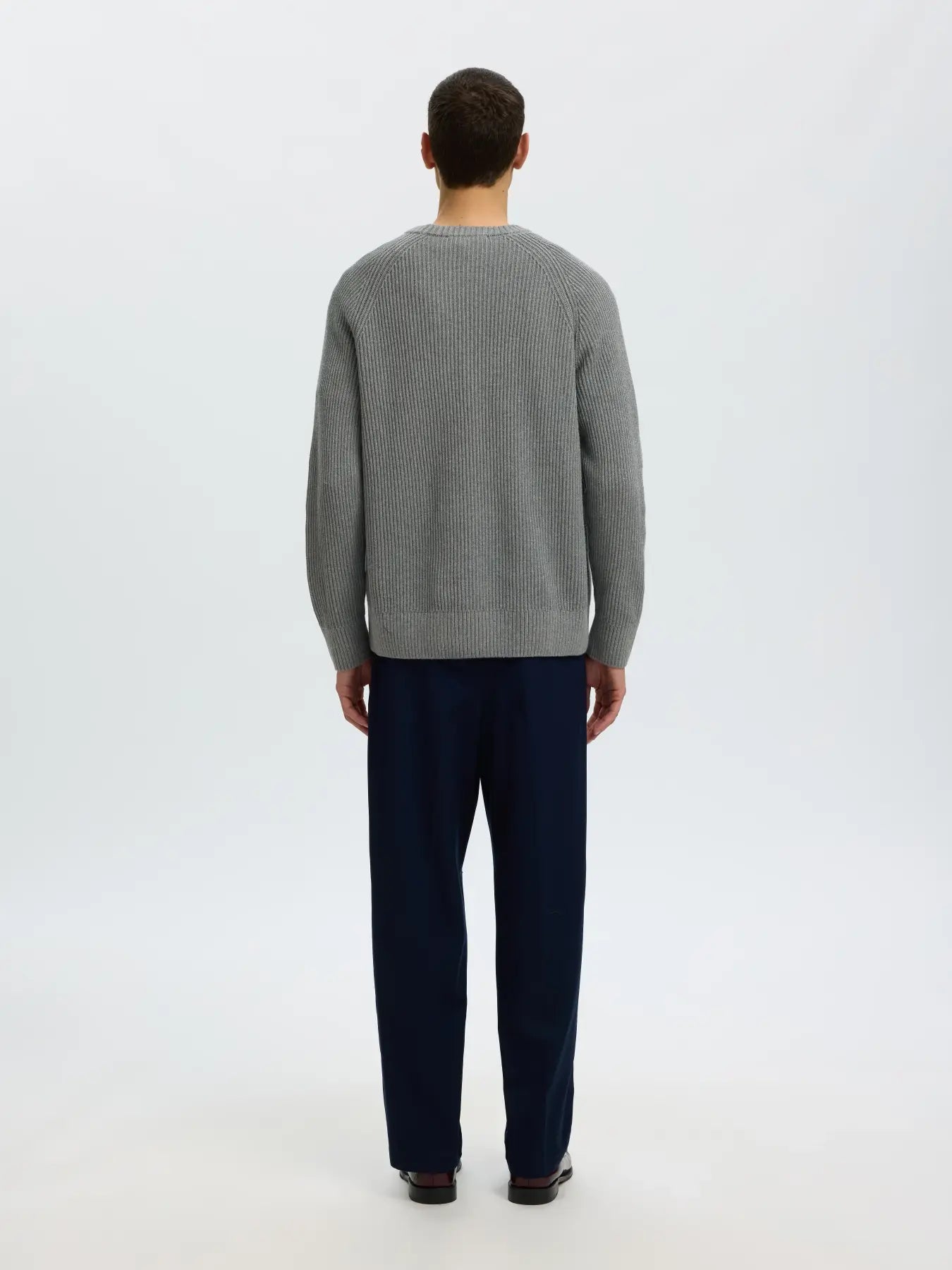 Selected Braun Relaxed Knit Crew - Grey Melange
