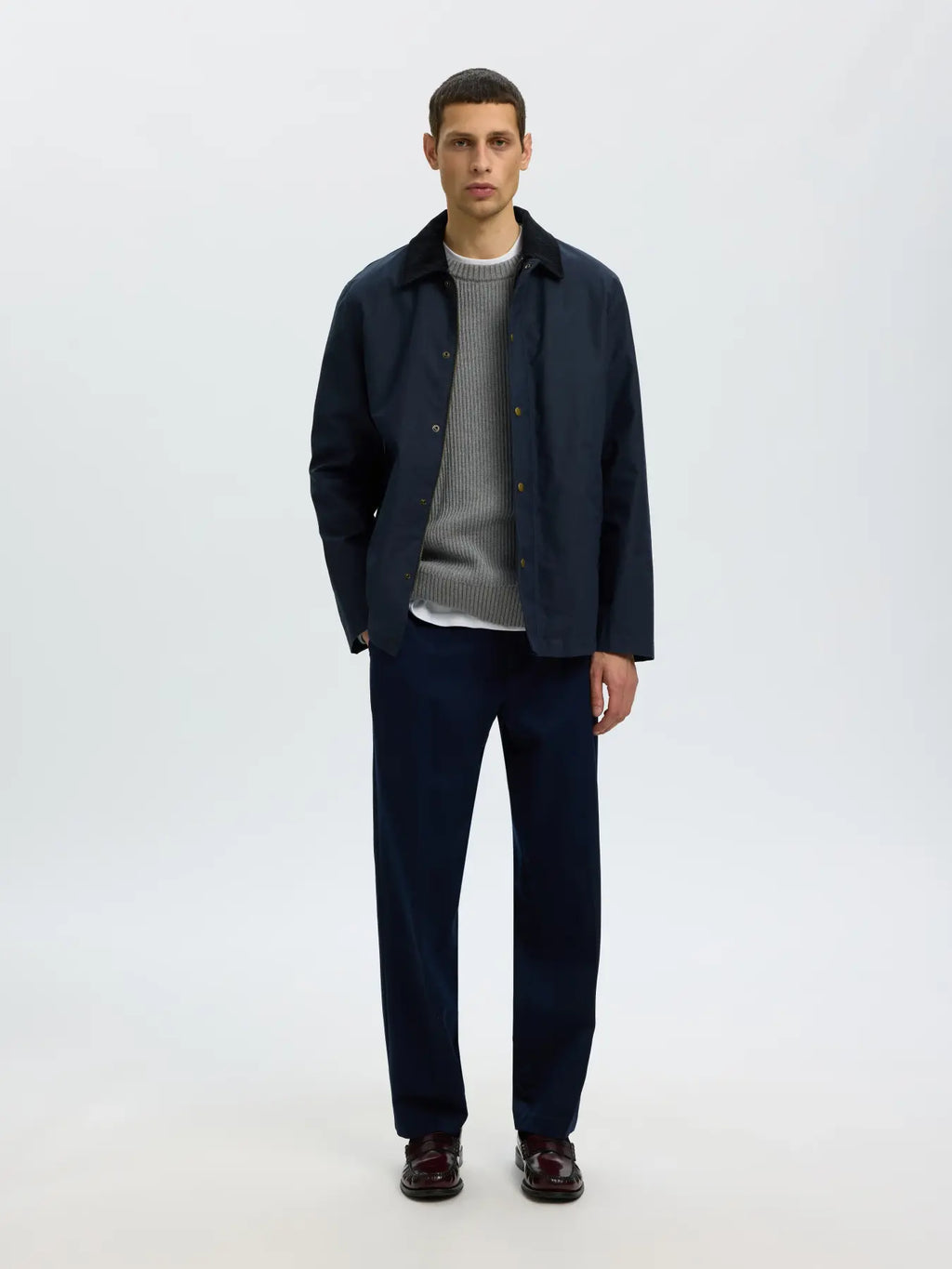 Selected Braun Relaxed Knit Crew - Grey Melange