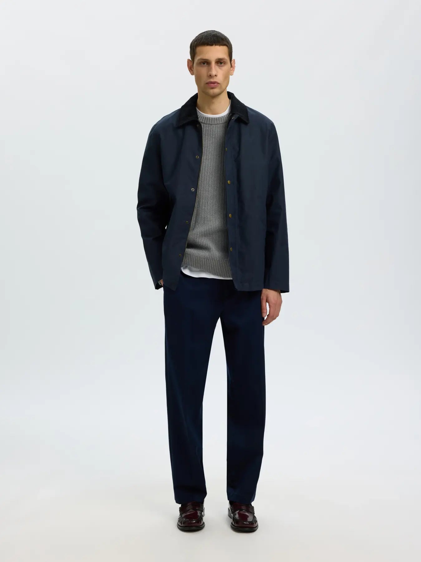 Selected Braun Relaxed Knit Crew - Grey Melange