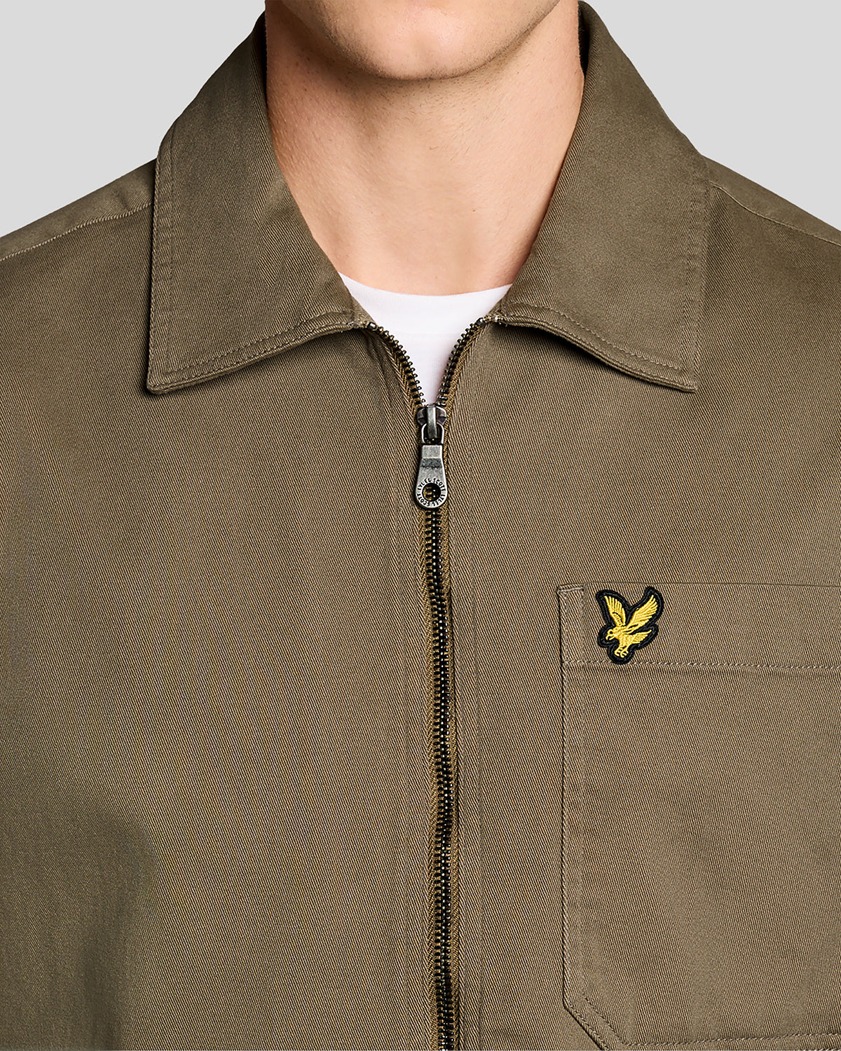 Lyle & Scott Enzyme Wash Zip Overshirt - Khaki Ash