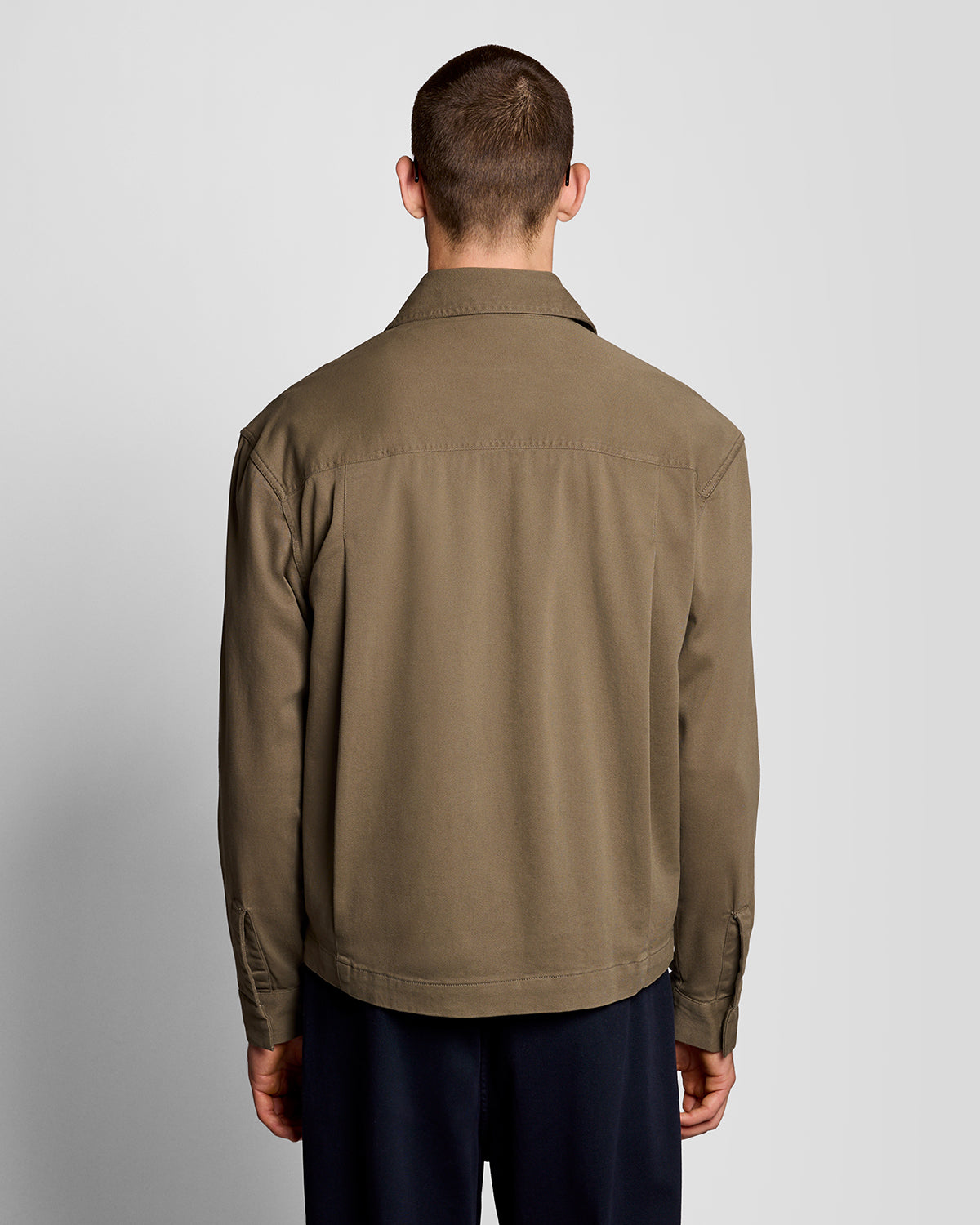 Lyle & Scott Enzyme Wash Zip Overshirt - Khaki Ash