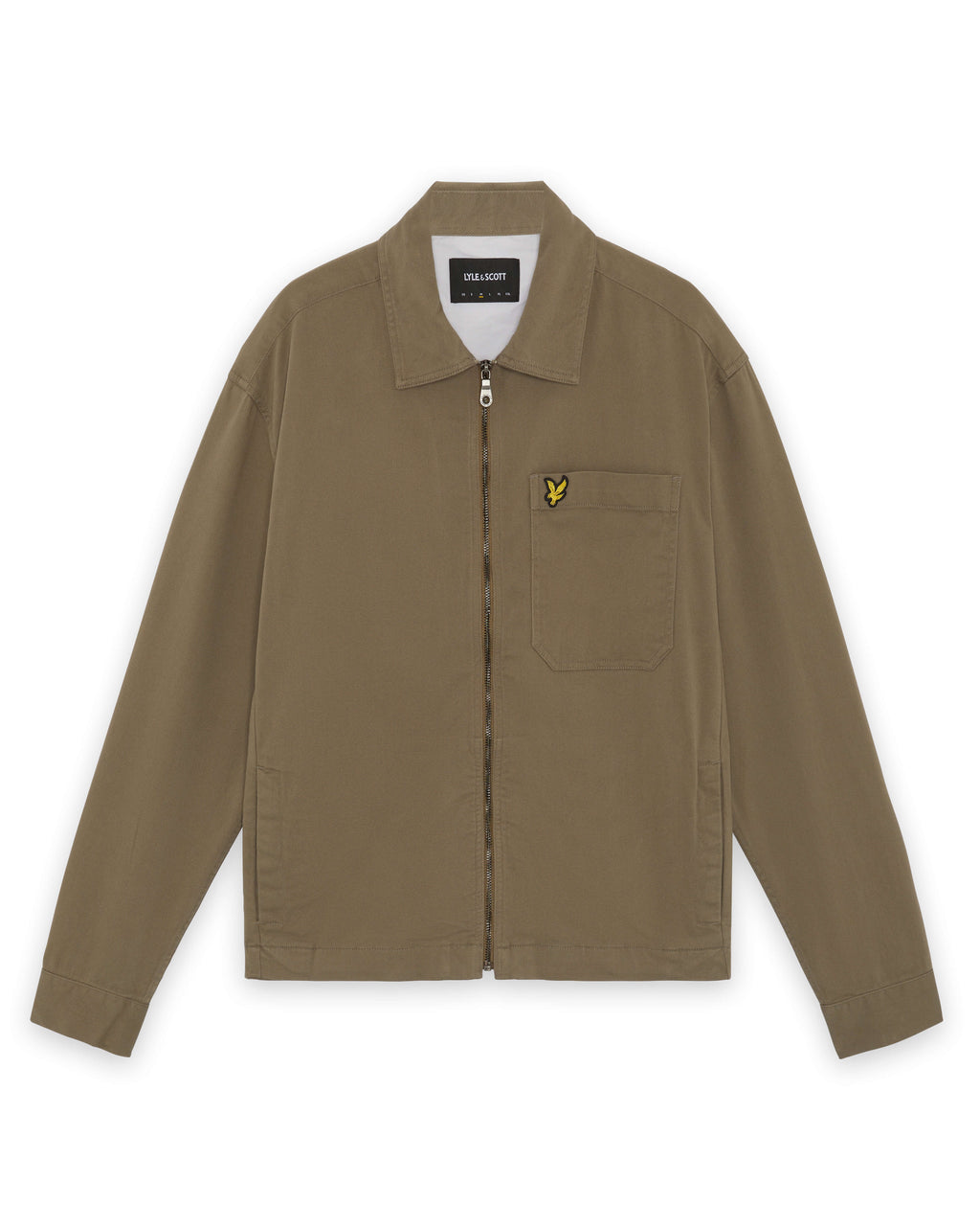 Lyle & Scott Enzyme Wash Zip Overshirt - Khaki Ash