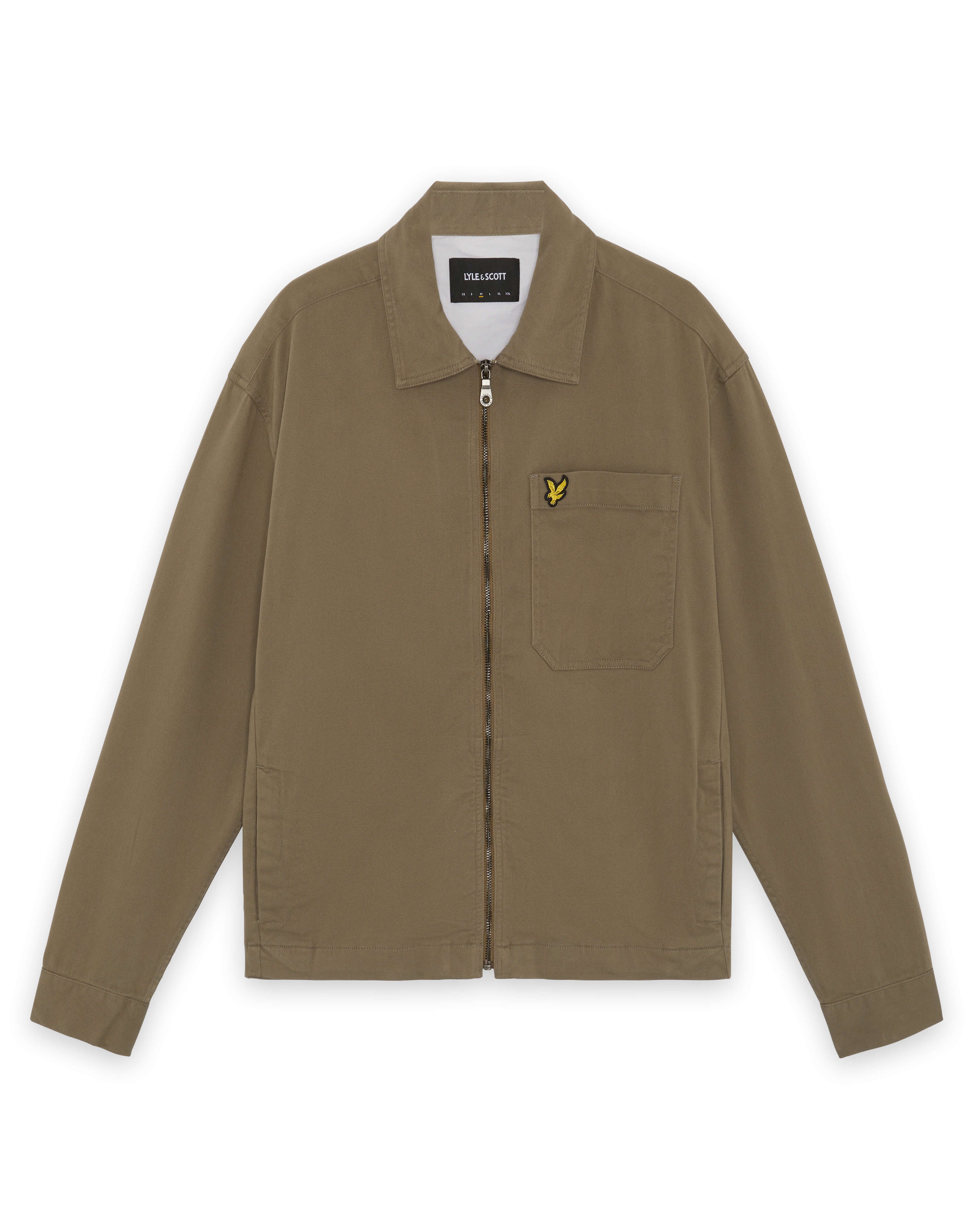 Lyle & Scott Enzyme Wash Zip Overshirt - Khaki Ash