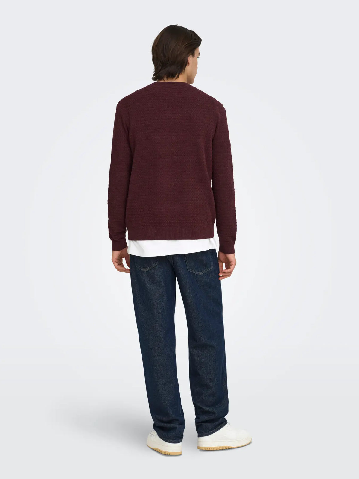 Only & Sons Loui Structure Tröja -  Vinröd