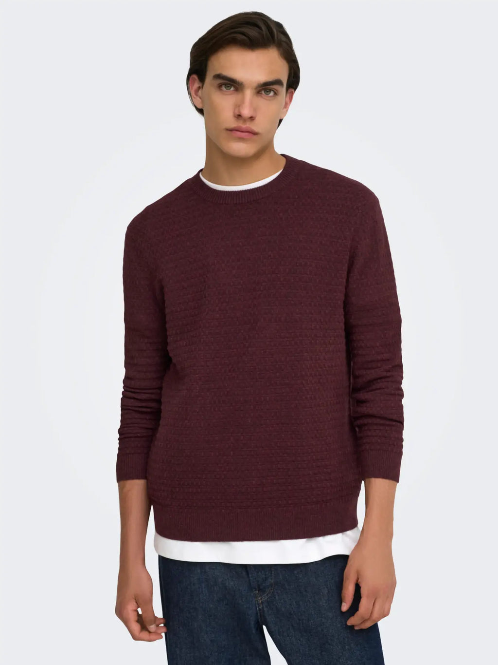 Only & Sons Loui Structure Tröja -  Vinröd