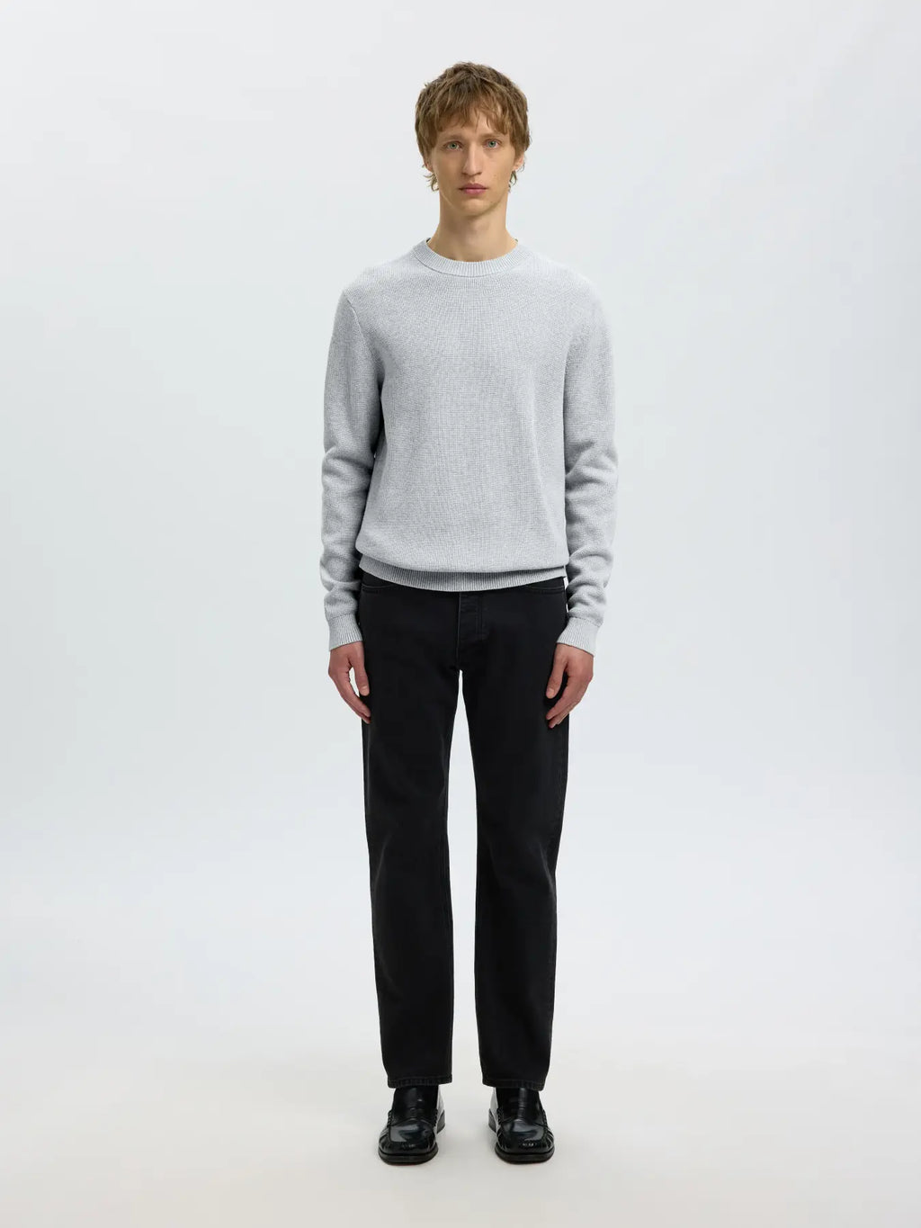 Selected Dane Knit Crew Neck - Ljusgrå