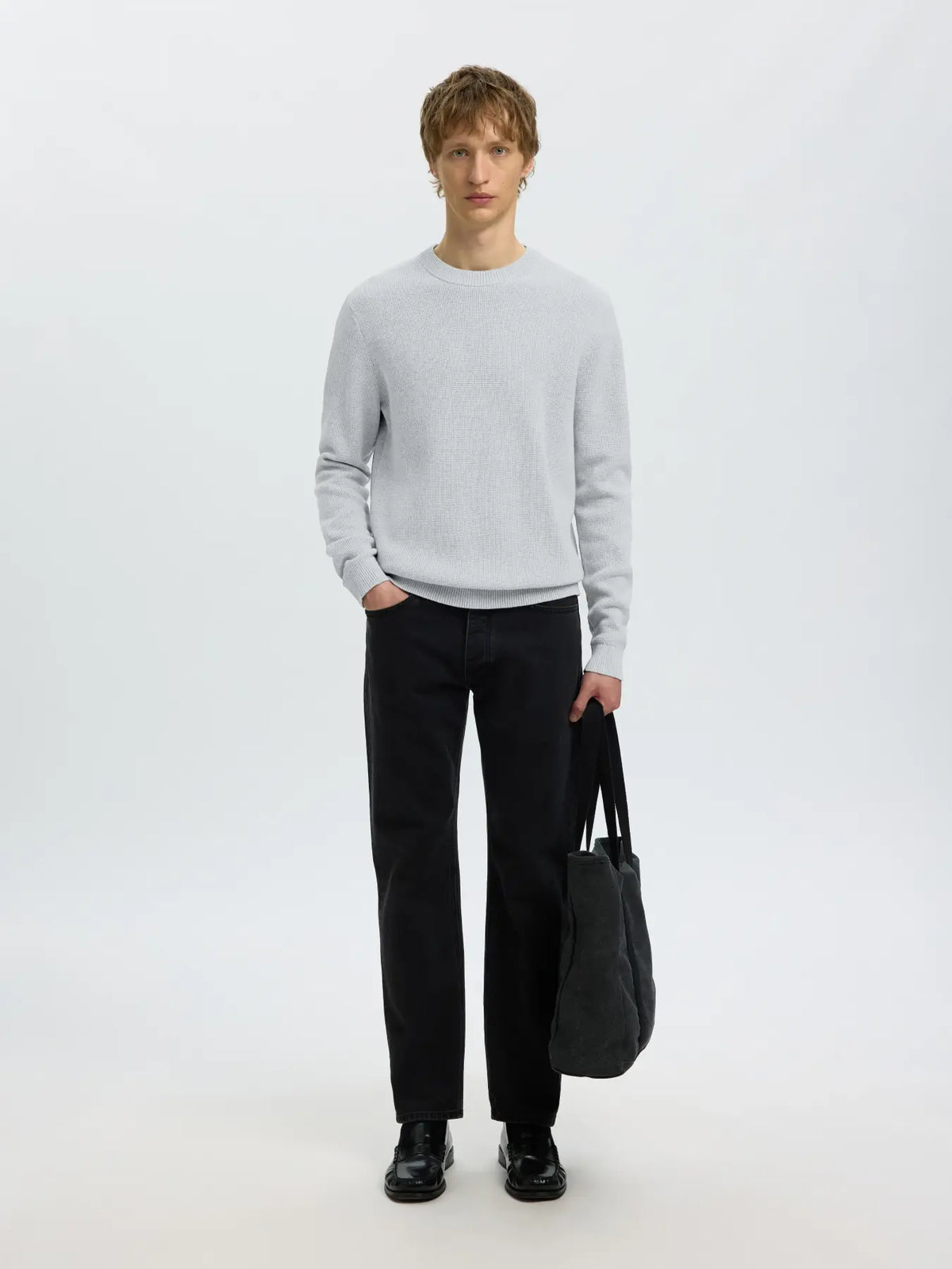 Selected Dane Knit Crew Neck - Ljusgrå