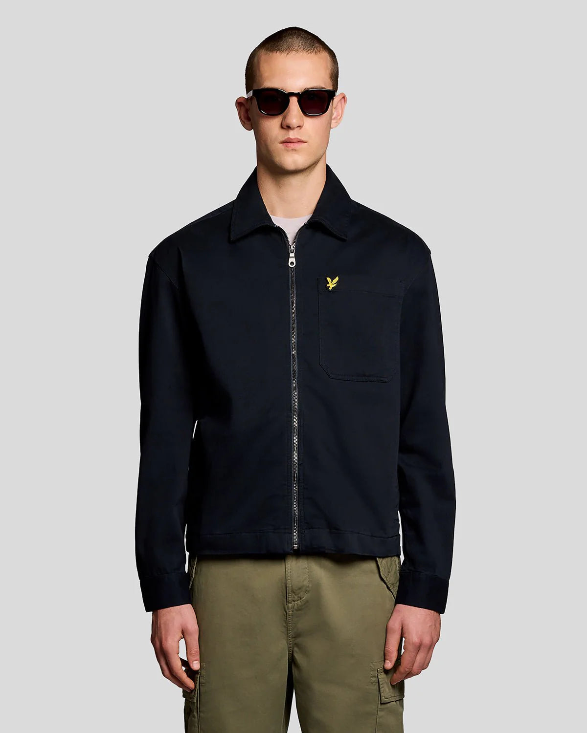 Lyle & Scott Enzyme Wash Zip Overshirt - Dark Navy