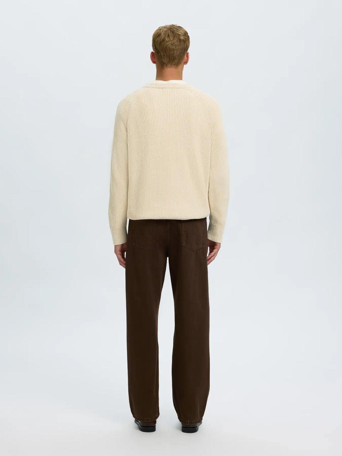 Selected Braun Relaxed Knit Crew - Birch