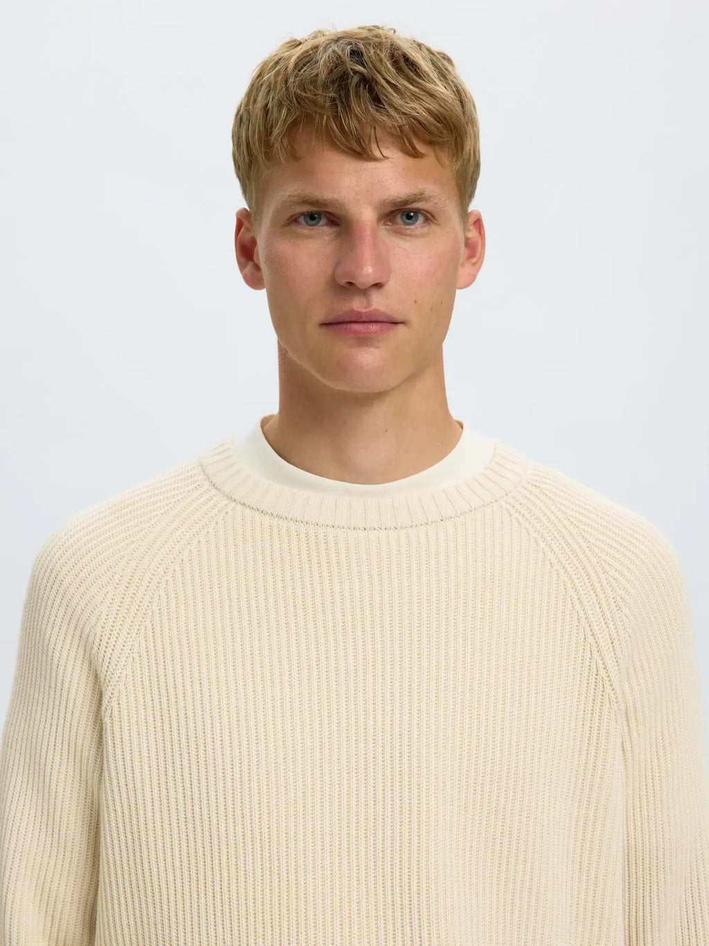 Selected Braun Relaxed Knit Crew - Birch