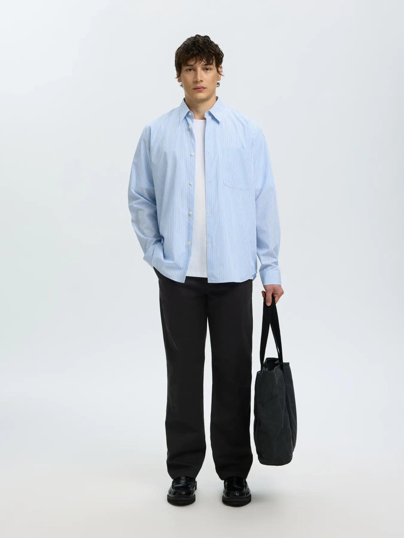Selected STRAIGHT MILES TWILL PANT - Svart