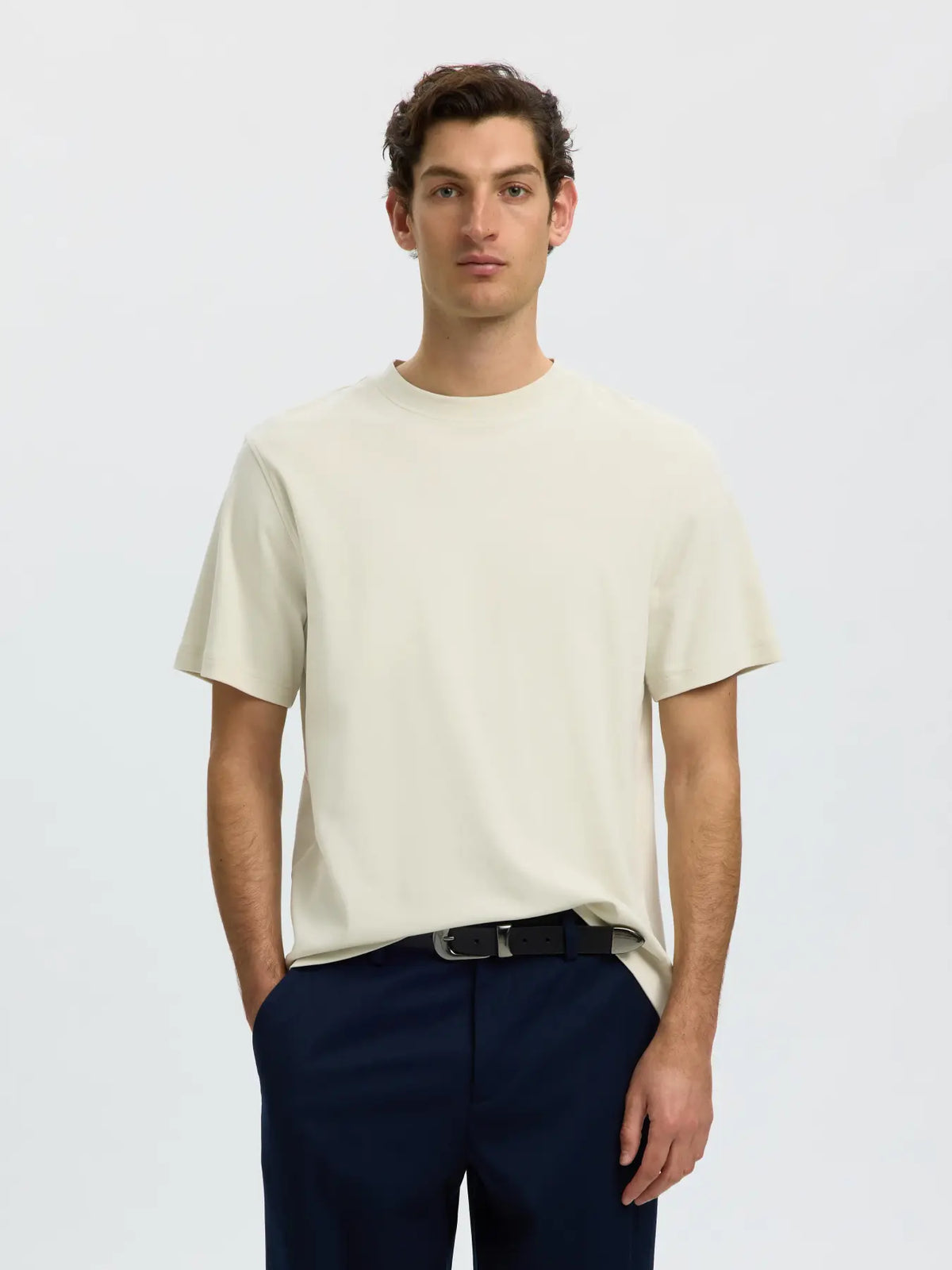 Selected Taj Relaxed Tee - Ljusbeige