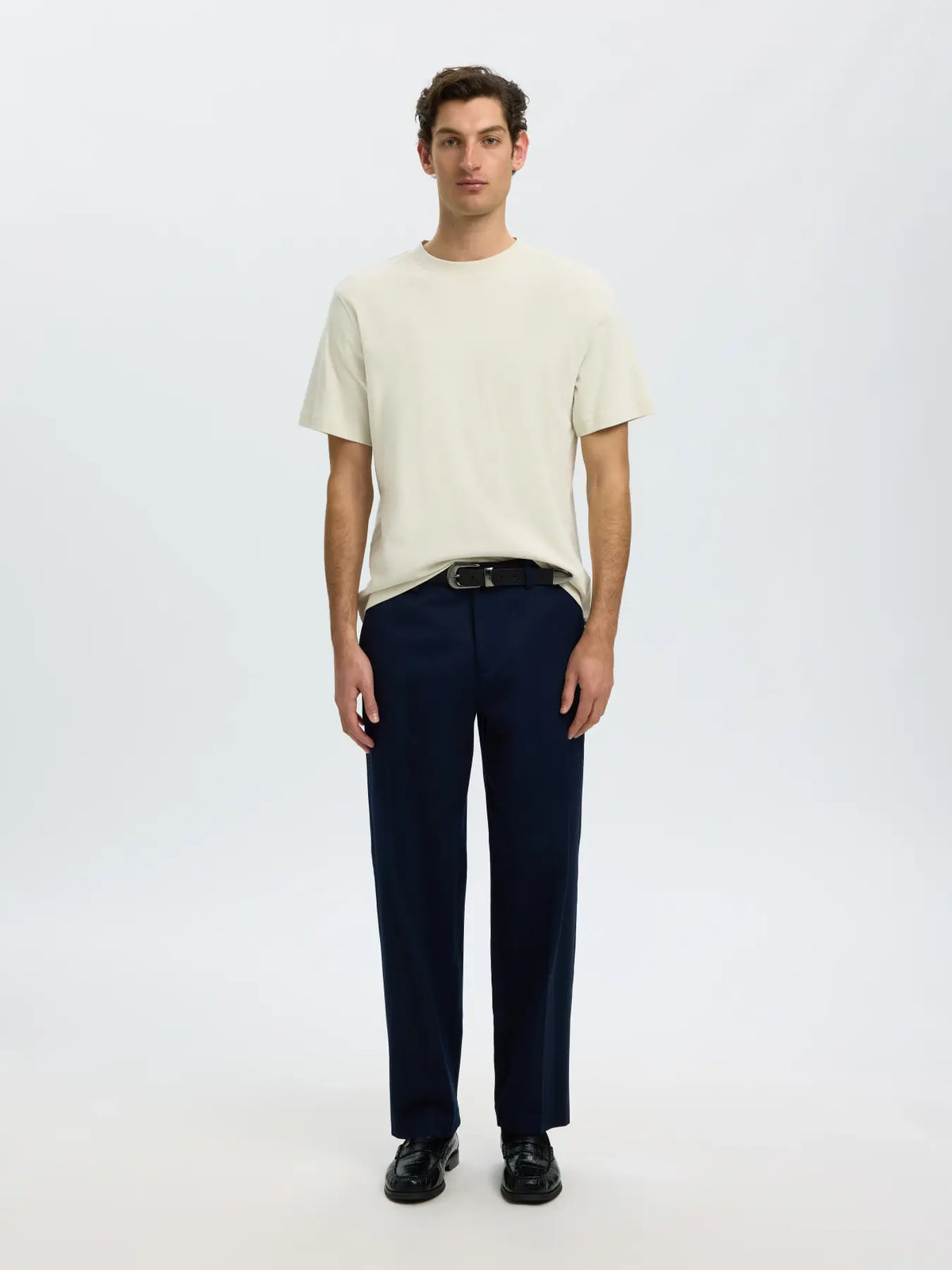 Selected Taj Relaxed Tee - Ljusbeige