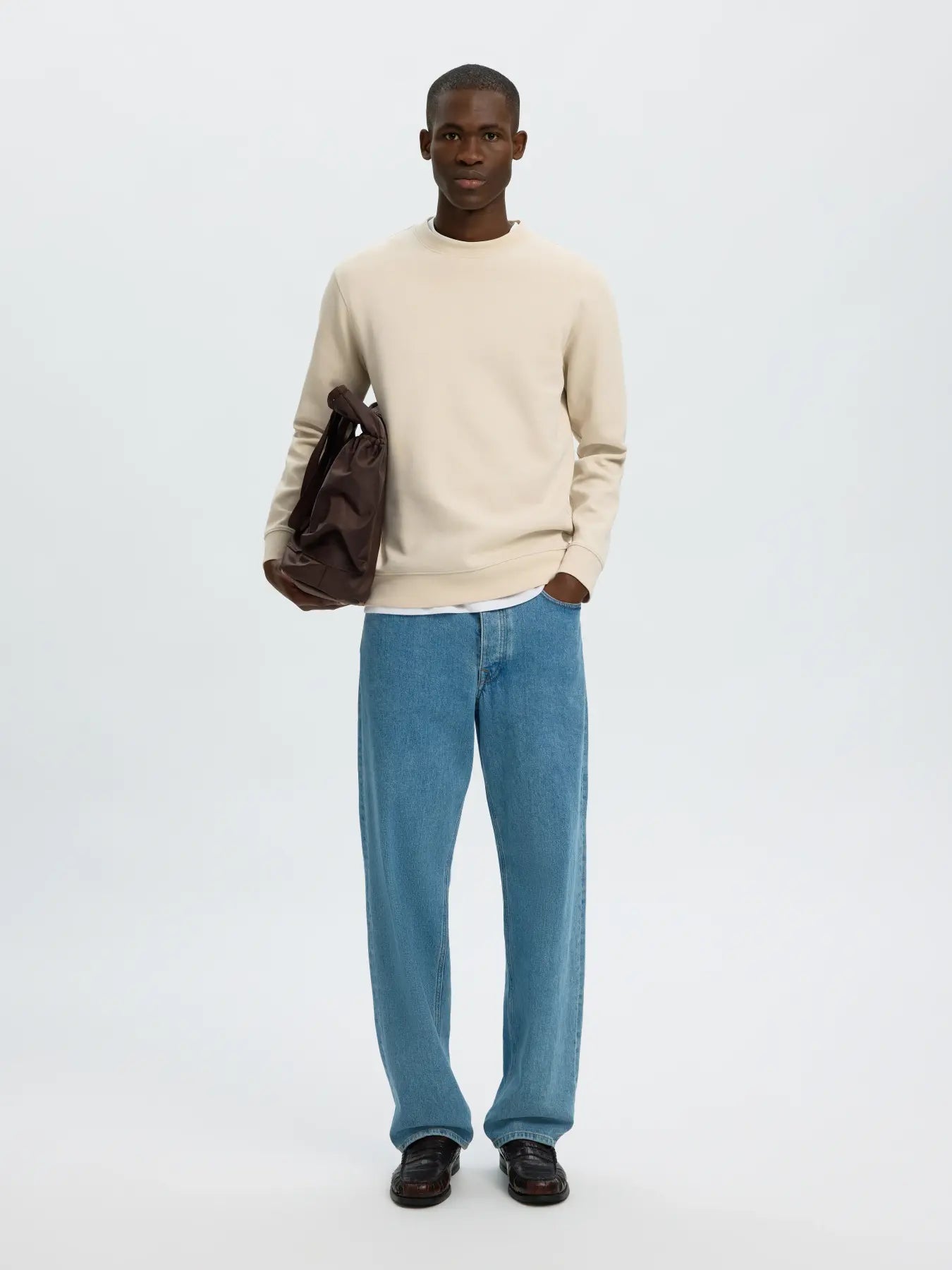 Selected Tom Soft Crewneck - Beige